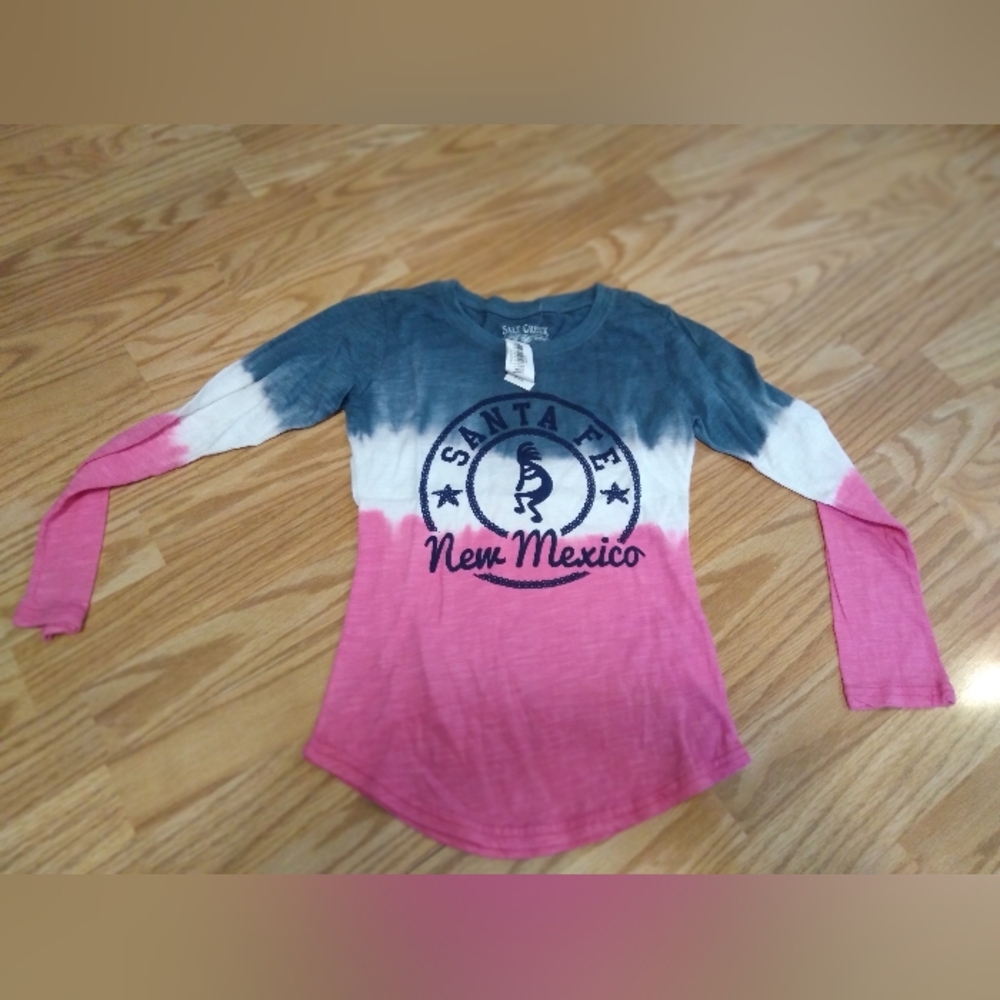 NWT Salt Creek Apparel Santa Fe NM Tshirt. White, Navy Pink. Girl's M